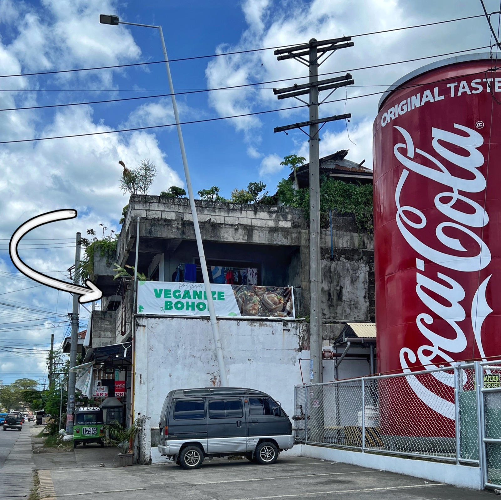 Veganize Bohol storefront — 2nd floor of the building beside the Coca-Cola plant